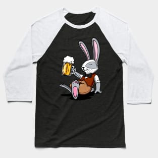 Funny Rabbit Beer Drinking Bunny Baseball T-Shirt